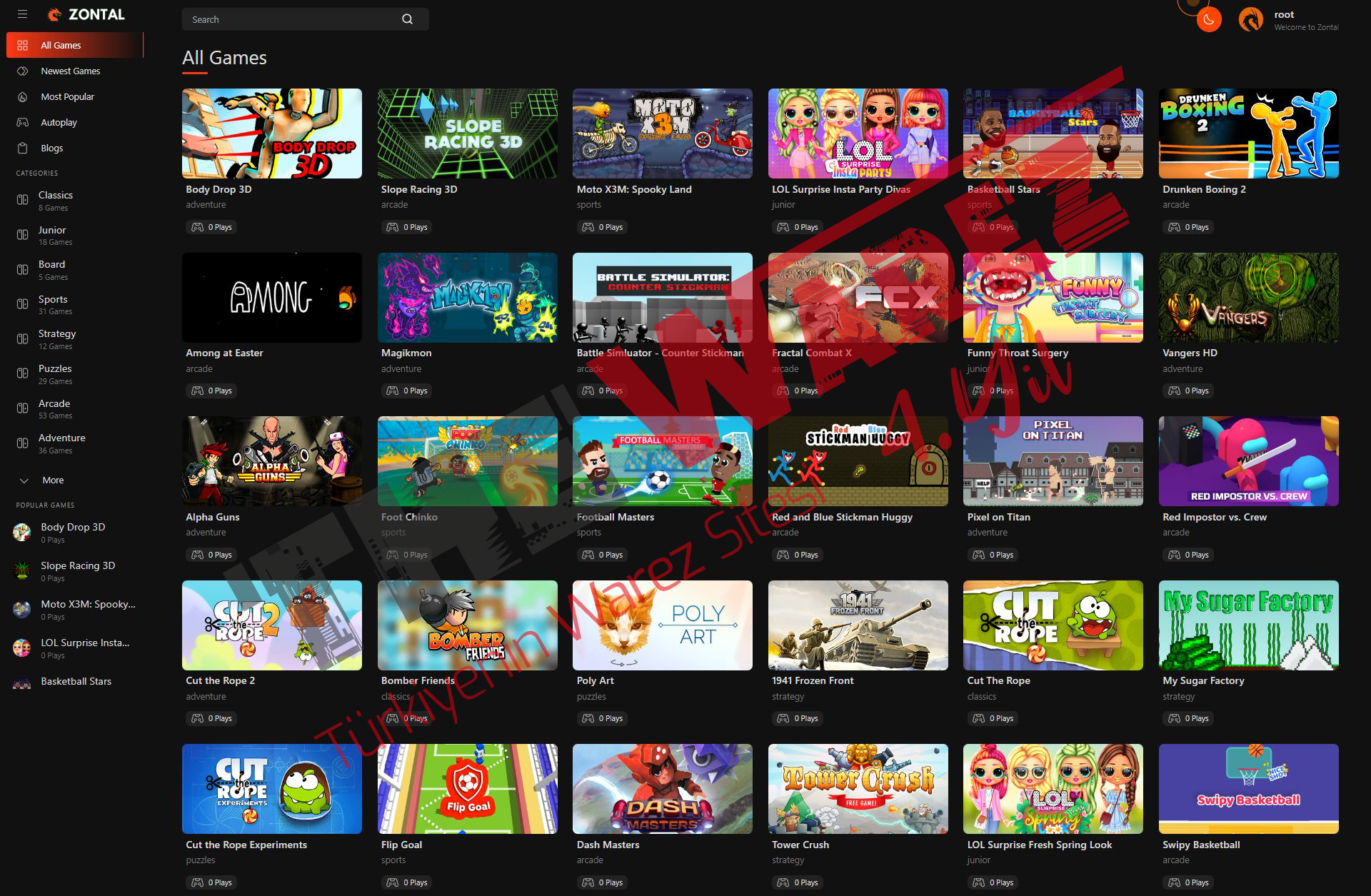 Zontal Arcade HTML 5 Oyun Portalı PHP Script İndir