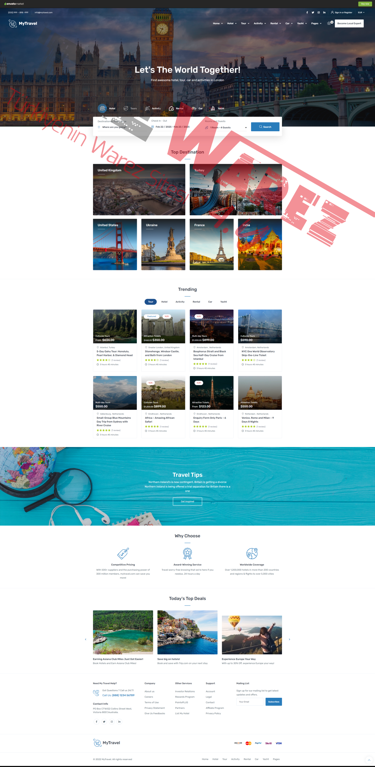 WordPress Otel & Tur Rezervasyon Teması İndir 2025
